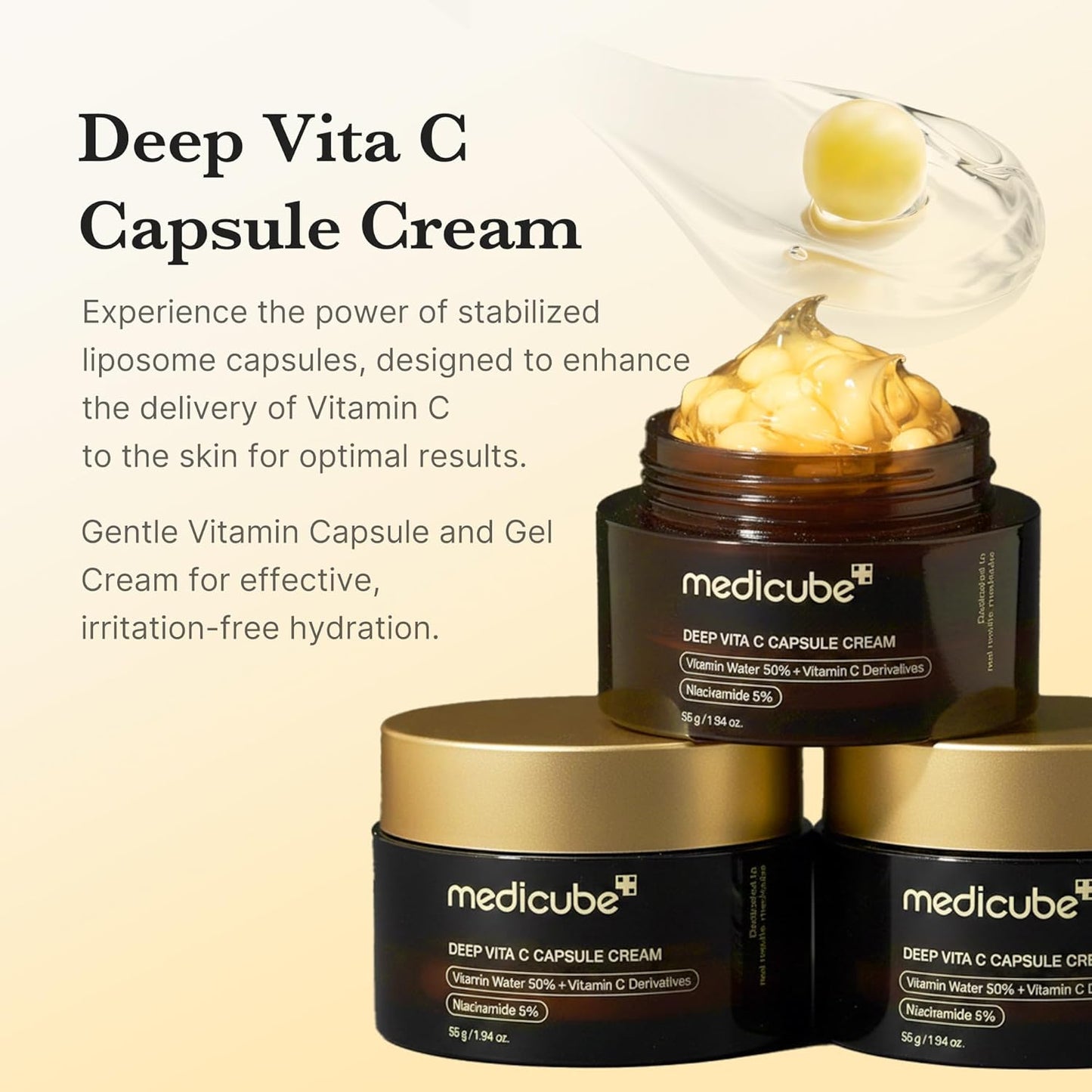 medicube Capsule Cream with Deep Vitamin C andPink Glow Serum with Peptides & Niacinamide for Hydration & Firm-Looking Skin | Uneven Tone Care | Korean Skincare, 1.01 fl. Oz